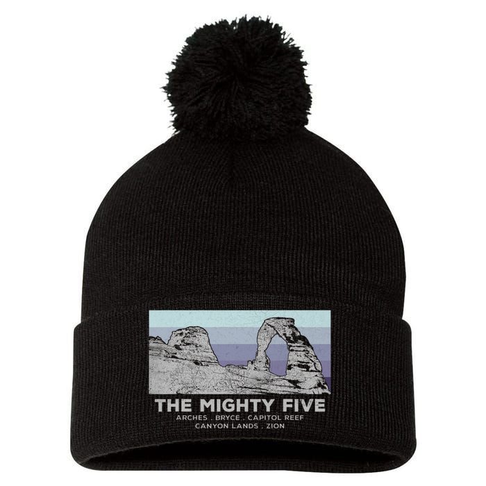 Utahs The Mighty Five National Parks Pom Pom 12in Knit Beanie