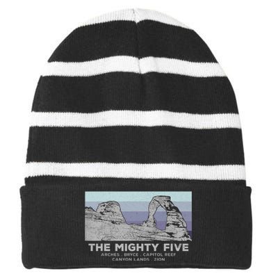 Utahs The Mighty Five National Parks Striped Beanie with Solid Band