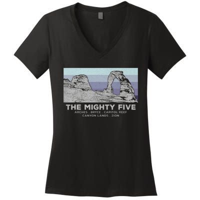 Utahs The Mighty Five National Parks Women's V-Neck T-Shirt