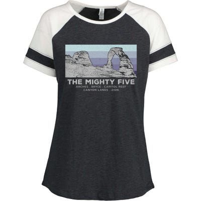 Utahs The Mighty Five National Parks Enza Ladies Jersey Colorblock Tee