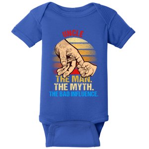 Uncle The Myth Bad Influence Retro Fathers Day Dad Life Gift Baby Bodysuit