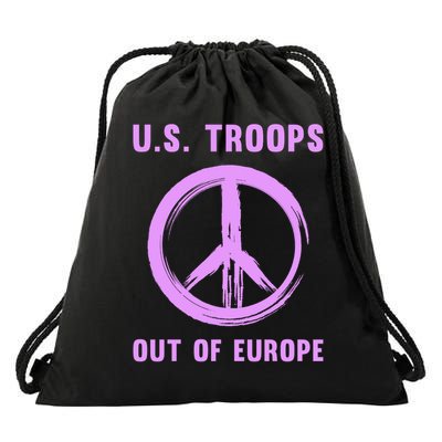 US Troops Out of Europe End the Occupation Peace Sign Drawstring Bag