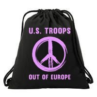 US Troops Out of Europe End the Occupation Peace Sign Drawstring Bag