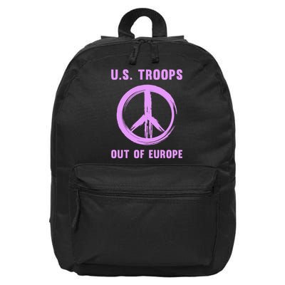 US Troops Out of Europe End the Occupation Peace Sign 16 in Basic Backpack