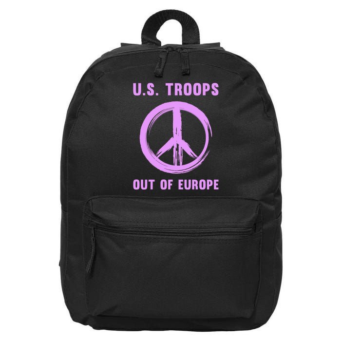 US Troops Out of Europe End the Occupation Peace Sign 16 in Basic Backpack
