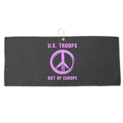US Troops Out of Europe End the Occupation Peace Sign Large Microfiber Waffle Golf Towel