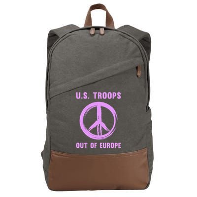 US Troops Out of Europe End the Occupation Peace Sign Cotton Canvas Backpack