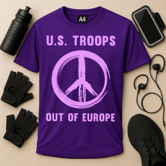 US Troops Out of Europe End the Occupation Peace Sign Cooling Performance Crew T-Shirt