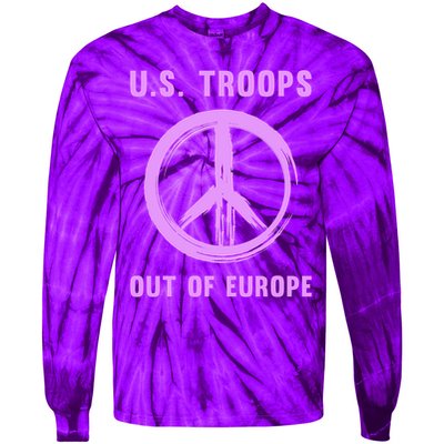 US Troops Out of Europe End the Occupation Peace Sign Tie-Dye Long Sleeve Shirt