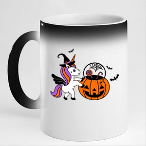 Unicorn Treat Or Trick Halloween 11oz Black Color Changing Mug