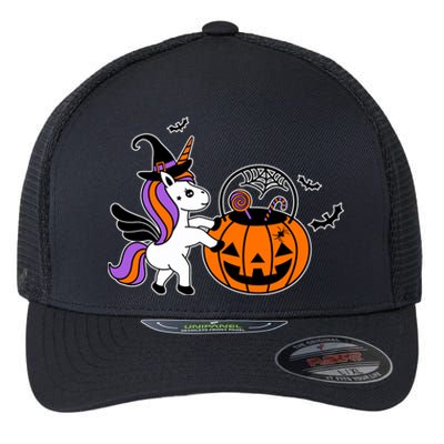 Unicorn Treat Or Trick Halloween Flexfit Unipanel Trucker Cap