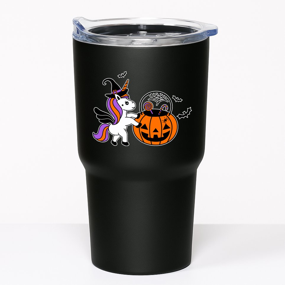Unicorn Treat Or Trick Halloween Tumbler