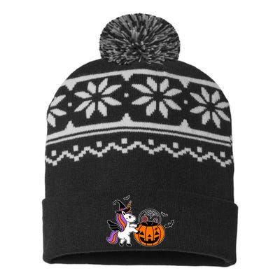 Unicorn Treat Or Trick Halloween USA-Made Snowflake Beanie