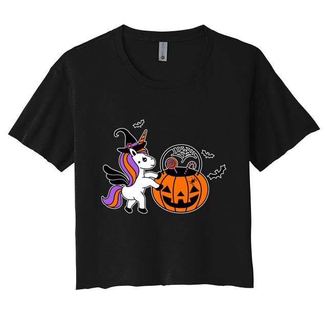 Unicorn Treat Or Trick Halloween Crop Top
