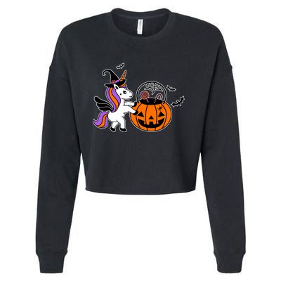 Unicorn Treat Or Trick Halloween Cropped Pullover Crew