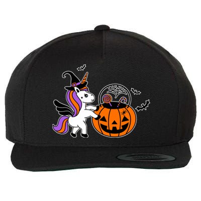 Unicorn Treat Or Trick Halloween Wool Snapback Cap