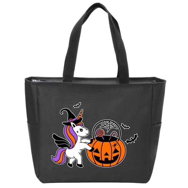 Unicorn Treat Or Trick Halloween Zip Tote Bag