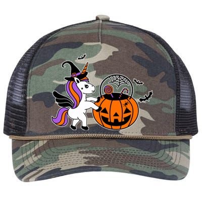 Unicorn Treat Or Trick Halloween Retro Rope Trucker Hat Cap