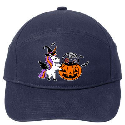 Unicorn Treat Or Trick Halloween 7-Panel Snapback Hat