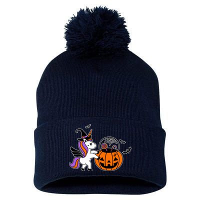 Unicorn Treat Or Trick Halloween Pom Pom 12in Knit Beanie