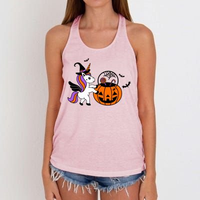 Unicorn Treat Or Trick Halloween Women's Knotted Racerback Tank