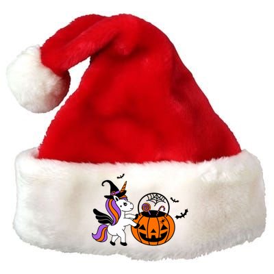 Unicorn Treat Or Trick Halloween Premium Christmas Santa Hat