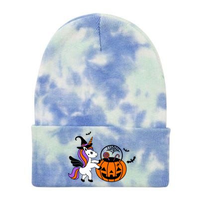 Unicorn Treat Or Trick Halloween Tie Dye 12in Knit Beanie