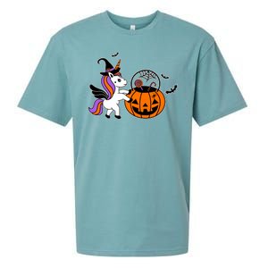 Unicorn Treat Or Trick Halloween Sueded Cloud Jersey T-Shirt