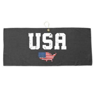 USA Tee Patriotic American Flag July 4th Large Microfiber Waffle Golf Towel