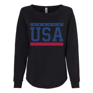 USA T Patriotic American Flag July 4th Womens California Wash Sweatshirt