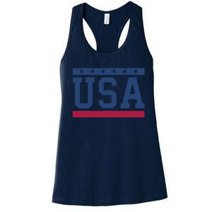 USA T Patriotic American Flag July 4th Women's Racerback Tank