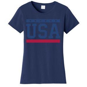 USA T Patriotic American Flag July 4th Women's T-Shirt