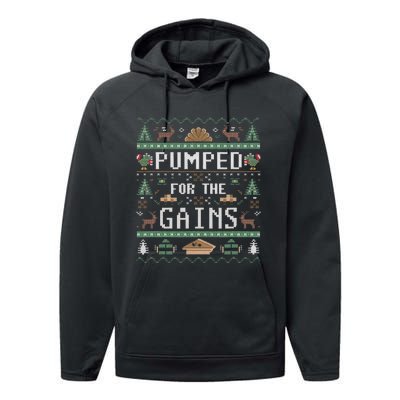 Ugly Thanksgiving Pumped For The Gains Fall Autumn Feast Performance Fleece Hoodie