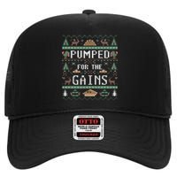 Ugly Thanksgiving Pumped For The Gains Fall Autumn Feast High Crown Mesh Back Trucker Hat