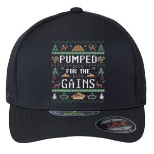 Ugly Thanksgiving Pumped For The Gains Fall Autumn Feast Flexfit Unipanel Trucker Cap