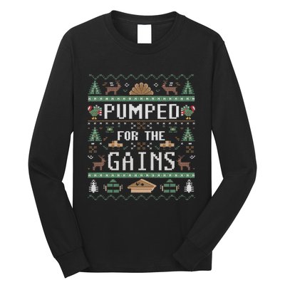 Ugly Thanksgiving Pumped For The Gains Fall Autumn Feast Long Sleeve Shirt