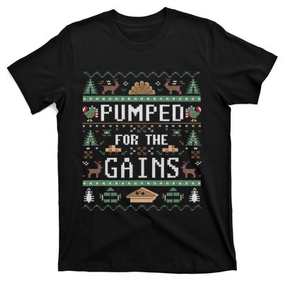 Ugly Thanksgiving Pumped For The Gains Fall Autumn Feast T-Shirt