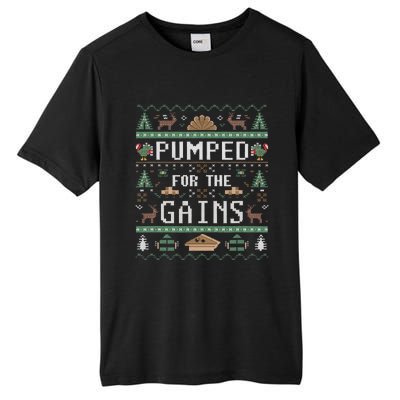 Ugly Thanksgiving Pumped For The Gains Fall Autumn Feast Tall Fusion ChromaSoft Performance T-Shirt