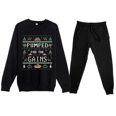 Ugly Thanksgiving Pumped For The Gains Fall Autumn Feast Premium Crewneck Sweatsuit Set