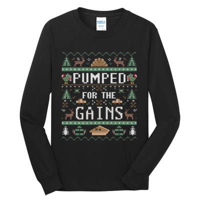 Ugly Thanksgiving Pumped For The Gains Fall Autumn Feast Tall Long Sleeve T-Shirt