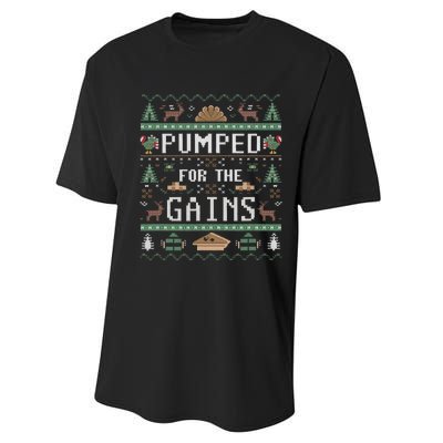 Ugly Thanksgiving Pumped For The Gains Fall Autumn Feast Performance Sprint T-Shirt