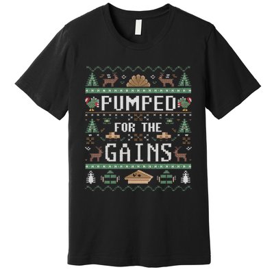 Ugly Thanksgiving Pumped For The Gains Fall Autumn Feast Premium T-Shirt