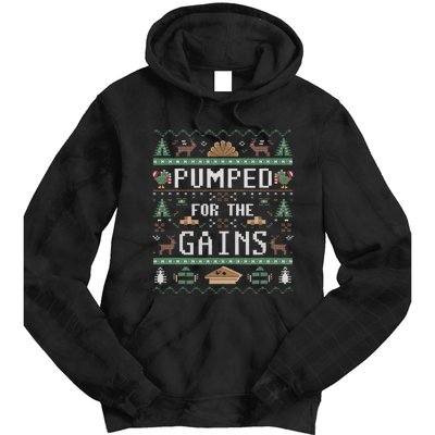 Ugly Thanksgiving Pumped For The Gains Fall Autumn Feast Tie Dye Hoodie