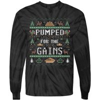 Ugly Thanksgiving Pumped For The Gains Fall Autumn Feast Tie-Dye Long Sleeve Shirt