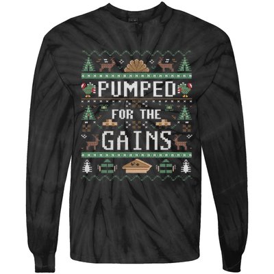 Ugly Thanksgiving Pumped For The Gains Fall Autumn Feast Tie-Dye Long Sleeve Shirt