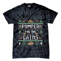 Ugly Thanksgiving Pumped For The Gains Fall Autumn Feast Tie-Dye T-Shirt