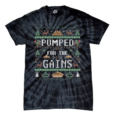 Ugly Thanksgiving Pumped For The Gains Fall Autumn Feast Tie-Dye T-Shirt