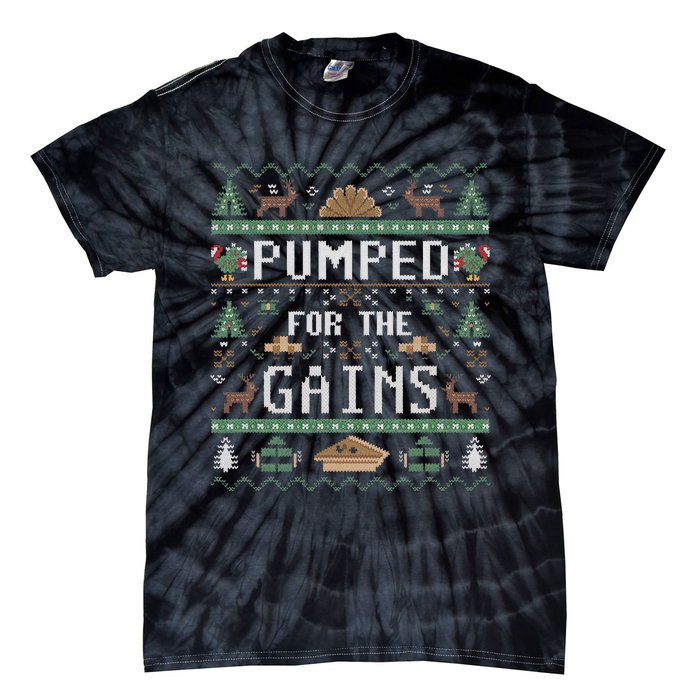 Ugly Thanksgiving Pumped For The Gains Fall Autumn Feast Tie-Dye T-Shirt