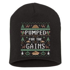 Ugly Thanksgiving Pumped For The Gains Fall Autumn Feast Short Acrylic Beanie