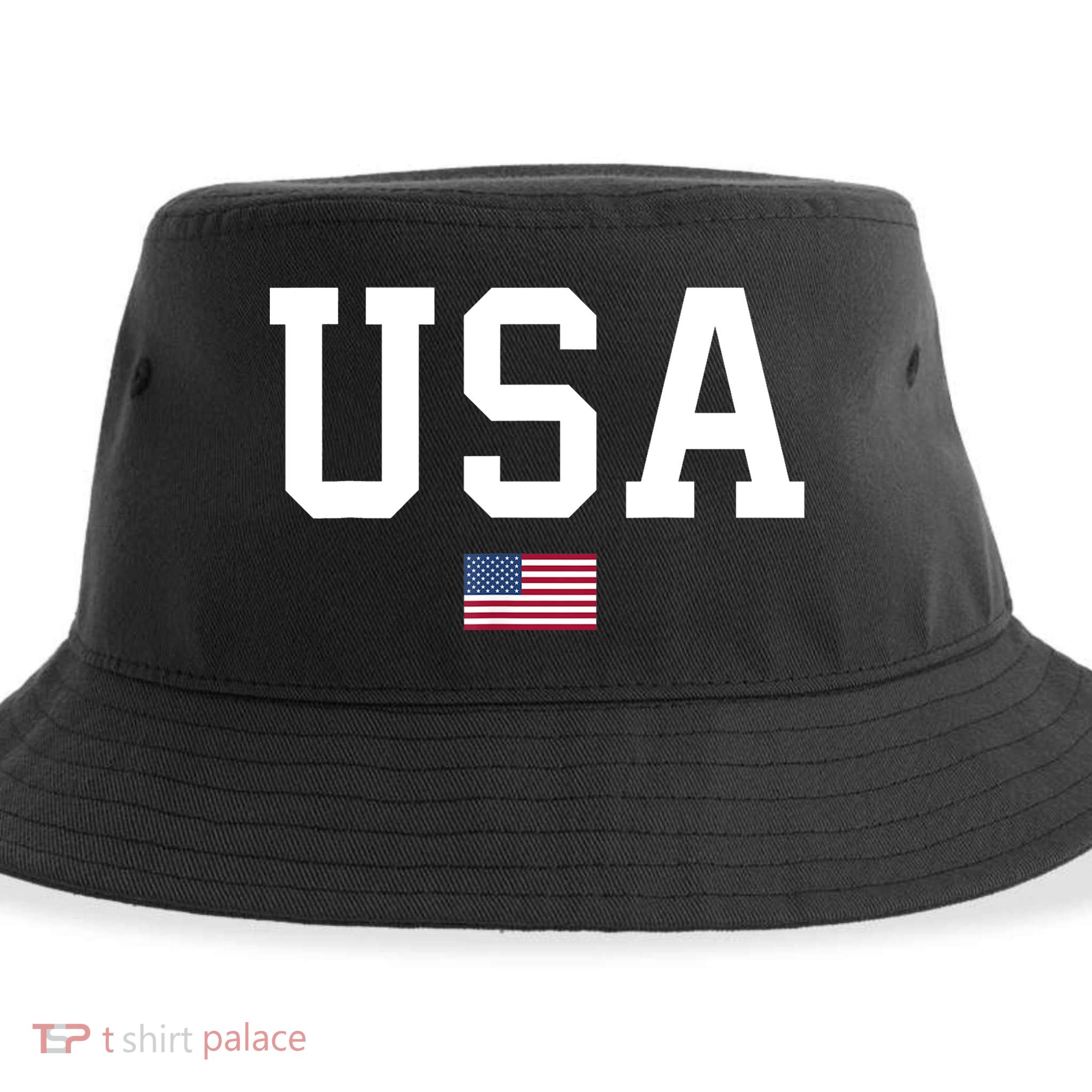 USA T Patriotic American Flag July 4th Sustainable Bucket Hat